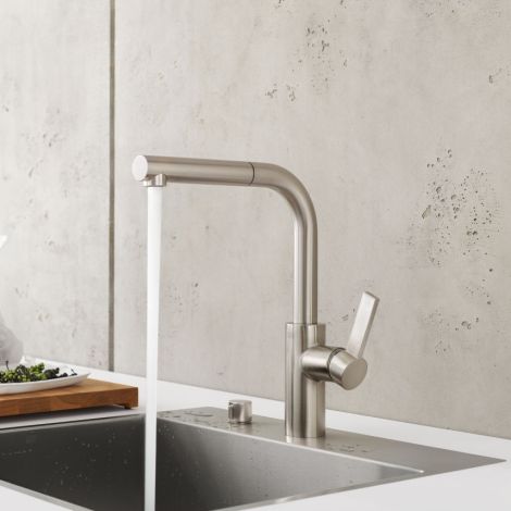  - DORNBRACHT ELIO bateria kuchenna z wyciąganą wylewką kolor platyna 3384079008 - 33840790-08 AS - Łazienki Szydłowski