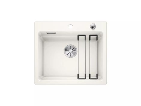 - BLANCO ETAGON 6 Ceramika PuraPlus Zlewozmywak 58,4x51 cm, korek auto., InFino, szyny, biały połysk 525156 - 525156 - Łazienki Szydłowski