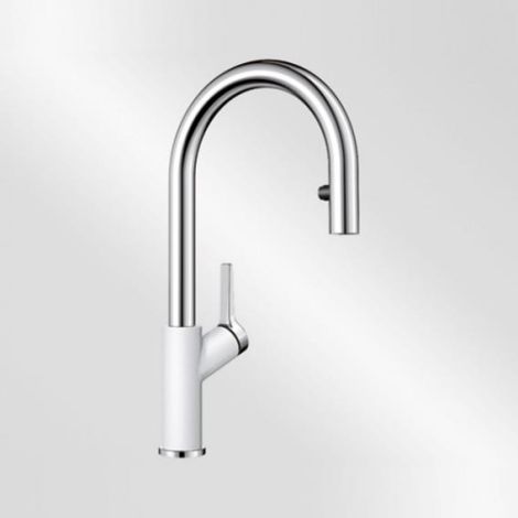 - BLANCO CARENA-S Vario Silgranit-Look bateria kuchenna biały/chrom 521368 - 521368 A - Łazienki Szydłowski