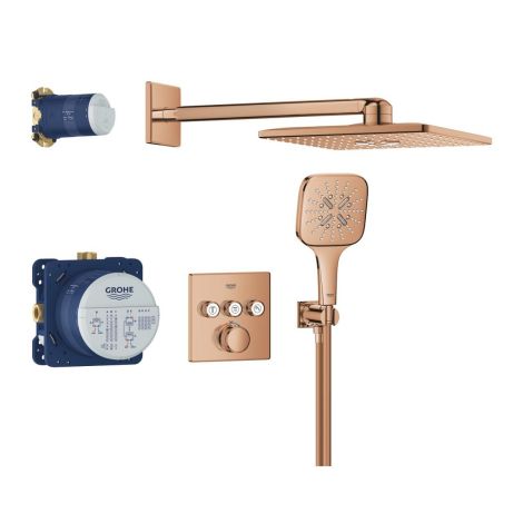 - GROHE-Grohtherm Smartcontrol Zestaw prysznicowy podtynkowy z Rainshower Smartactive 310 Cube warm sunset 34864DA0 - 34864DA0 NB - Łazienki Szydłowski