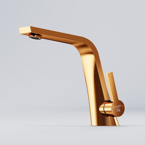 - Steinberg 260 bateria umywalkowa z zestawem odpływowym z cięgnem, kolor rose gold 26010001RG - 260 1000 1 RG - Łazienki Szydłowski