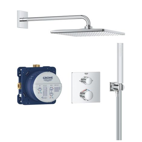 - GROHE-Precision Thermostat Podtynkowy zestaw prysznicowy z deszczownicą Vitalio Rain Mono 310 Cube chrom 34881000 - 34881000 - Łazienki Szydłowski