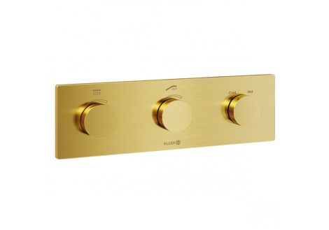 - KLUDI PUSHTRONIC elektroniczny termostat podtynkowy złoty szczotkowany 38300N000 - 38300N000 NB - Łazienki Szydłowski