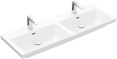 VILLEROY&BOCH Subway 3.0 Umywalka meblowa podwójna 130x47,5x16,5 cm, z przelewem, Nieszlifowany biały CeramicPlus 4A71D6R1 4A71D6R1 od 