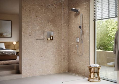 - HANSGROHE XtraStoris Rock Wnęka ścienna z drzwiczkami do wyłożenia płytkami 30 x 30 x 10 cm stal szlachetna szczotkowana 56085800 - 56085800 - Łazienki Szydłowski
