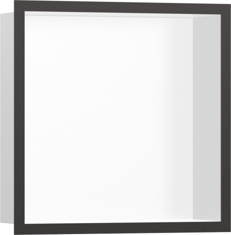- HANSGROHE XtraStoris Individual Wnęka ścienna Biały Matowy z ozdobną ramką 30 x 30 x 10 cm czarny chrom szczotkowany 56099340 - 56099340 - Łazienki Szydłowski