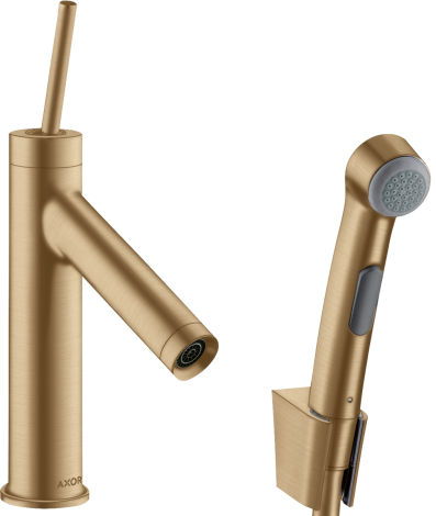 - AXOR Starck Jednouchwytowa bateria umywalkowa 90 z główką Bidette i wężem 160 cm, komplet odpływowy Push-Open brąz szczotkowany 10300140 - 10300140 - Łazienki Szydłowski