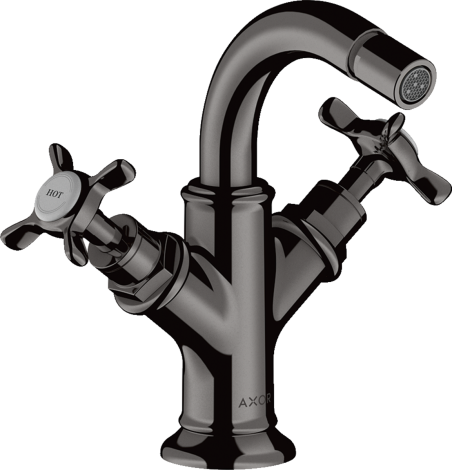  - AXOR Montreux 2-uchwytowa bateria bidetowa z uchwytami krzyżowymi i kompletem odpływowym z cięgłem czarny chrom polerowany 16520330 - 16520330 - Łazienki Szydłowski