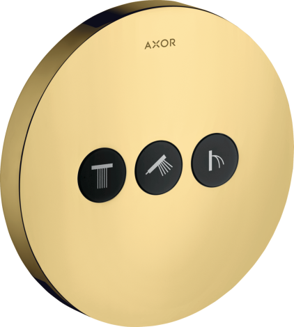  - AXOR ShowerSelect Zawór odcinający do 3 odbiorników, okrągły, podtynkowy złoty optyczny polerowany 36727990 - 36727990 U - Łazienki Szydłowski