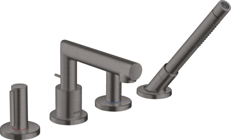 - AXOR Uno 4-otworowa bateria na brzeg wanny z uchwytami Zero czarny chrom szczotkowany 45444340 - 45444340 - Łazienki Szydłowski