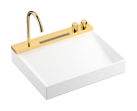 - HANSGROHE Avalegra AquaUnit Umywalka wisząca 58 x 47,5 cm złoty optyczny polerowany 22472990 - 22472990 - Łazienki Szydłowski