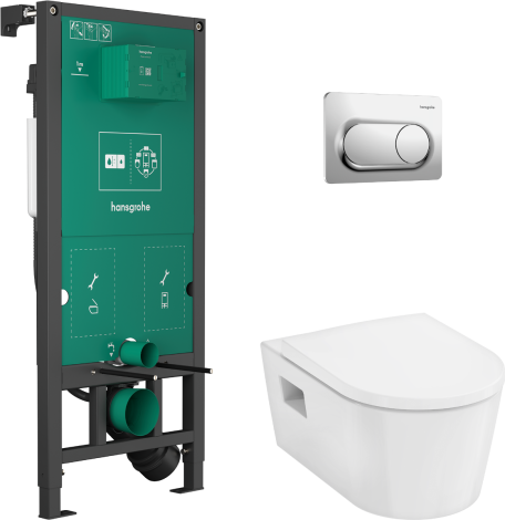 - HANSGROHE EluPura Original S Zestaw podtynkowy z przyciskiem spłukującym i miską wiszącą WC EluPura Original S z deską 60302000 - 60302000 - Łazienki Szydłowski