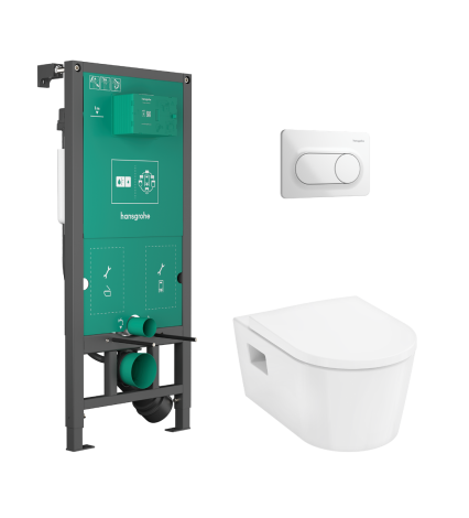 HANSGROHE EluPura Original S Zestaw stelaż podtynkowy z przyciskiem spłukującym  i miską wiszącą WC EluPura Original S z deską biały 60302450 60302450 od 