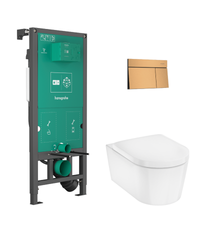 HANSGROHE EluPura S Zestaw stelaż podtynkowy  z przyciskiem spłukującym i miską wiszącą WC EluPura S z deską WC  60303140 60303140 od 