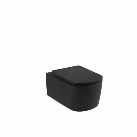 KLUDI-RESA S miska WC 55 x 36 cm podwieszana bezkołnierzowa z deską sedesową czarny mat  27WCSET39