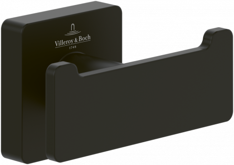 Villeroy&Boch Elements-Striking podwójny haczyk na ręcznik, czarny mat TVA152012000K5