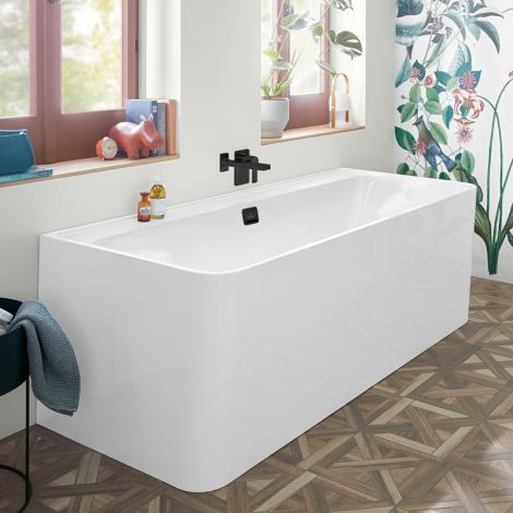 Villeroy&Boch Collaro wanna przyścienna 1795x790  mm biała / armatura czarny mat UBA180COR9CS00VN01 