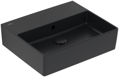VILLEROY&BOCH Memento 2.0 Umywalka 50 x  42 cm , z przelewem Pure Black CeramicPlus 4A225JR7