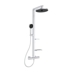 - IDEAL STANDARD Alu+ system prysznicowy natynkowy z termostatem, deszczownicą i zestawem prysznicowym kolor srebrny mat BD583SI - BD583SI - Łazienki Szydłowski