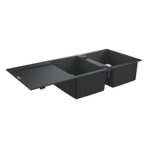 - GROHE-K500 Zlewozmywak kompozytowy z ociekaczem 116x50 cm, czarny granit 31647AP0 - 31647AP0 - Łazienki Szydłowski