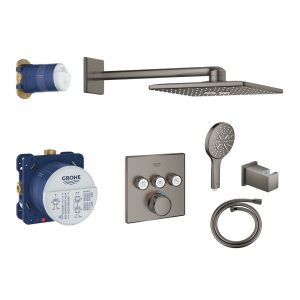 - GROHE-Grohtherm SmartControl Perfect zestaw prysznicowy z termostatem i deszczownicą kolor brushed hard graphite 34706AL0 - 34706AL0 AT - Łazienki Szydłowski