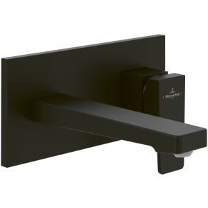 - Villeroy&Boch Architectura Square bateria umywalkowa ścienna z zestawem odpływowym, czarny mat TVW125003000K5 - TVW125003000K5 - Łazienki Szydłowski