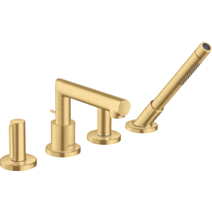  - AXOR Uno 4-otworowa bateria na brzeg wanny z uchwytami Zero złoty optyczny szczotkowany 45444250 - 45444250 U - Łazienki Szydłowski