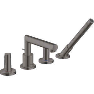  - AXOR Uno 4-otworowa bateria na brzeg wanny z uchwytami Zero czarny chrom szczotkowany  45444340 - 45444340 - Łazienki Szydłowski