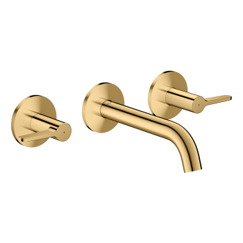  - AXOR One 3-otworowa bateria umywalkowa z uchwytami jednoramiennymi i wylewką 16 cm, złoty optyczny polerowany 48150990 - 48150990 - Łazienki Szydłowski
