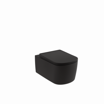  - KLUDI RESA S miska WC 55 x 36 cm podwieszana bezkołnierzowa z deską sedesową czarny mat 27WCSET39 - 27WCSET39 - Łazienki Szydłowski