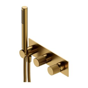  - OMNIRES CONTOUR bateria prysznicowo-wannowa podtynkowa z rączką prysznicową, złoty szczotkowany CT80351GLB - CT8035-1GLB - Łazienki Szydłowski