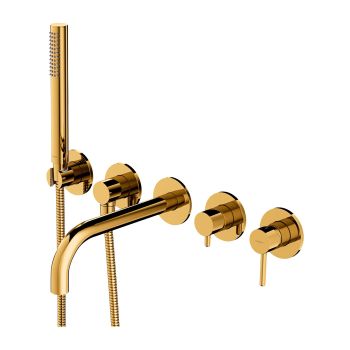 - OMNIRES Y bateria wannowa 5-otworowa podtynkowa z długą wylewką, złoty połysk Y12371GL - Y1237-1GL - Łazienki Szydłowski