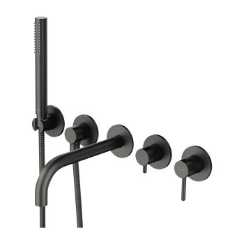 - OMNIRES Y bateria wannowa 5-otworowa podtynkowa z długą wylewką, grafit szczotkowany Y12371GR - Y1237-1GR - Łazienki Szydłowski
