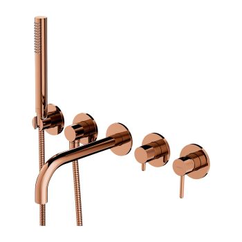  - OMNIRES Y bateria wannowa 5-otworowa podtynkowa z długą wylewką, miedź połysk Y12371CP - Y1237-1CP - Łazienki Szydłowski
