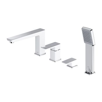 - OMNIRES PARMA bateria wannowa 4-otworowa, chrom/biały połysk PM7432CRB - PM7432CRB - Łazienki Szydłowski