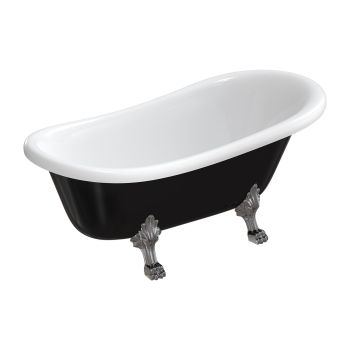  - OMNIRES ATENA COMFORT M+ wanna wolnostojąca w stylu retro, 157 x 77 cm, biały/czarny połysk ATENA157BCP - ATENA157BCP - Łazienki Szydłowski