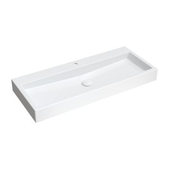  - OMNIRES THASOS M+ umywalka nablatowa/wisząca, 100 x 42 cm, biały połysk THASOS1000BP - THASOS1000BP - Łazienki Szydłowski