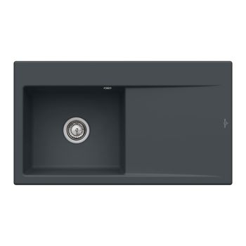  - VILLEROY&BOCH Style 50 Flat zlew ceramiczny z ociekaczem komora z lewej strony 88 x 49 cm pure black 33521FR7 - 33521FR7 - Łazienki Szydłowski