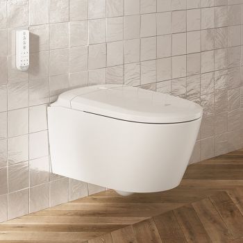 - Villeroy & Boch ViClean Supreo toaleta myjąca wisząca 61,2 x 38,4 cm z deską WC z kolor biały z CeramicPlus V16EN2R1 - V16EN2R1 - Łazienki Szydłowski
