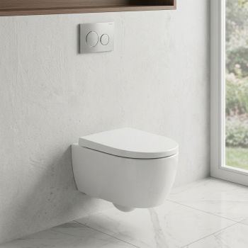  - GEBERIT iCon zestaw WC wiszący TurboFlush 49 × 36 cm z deską, biały KeraTect 503048008 - 503.048.00.8 - Łazienki Szydłowski