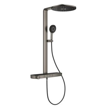- GROHE- AQUA Rainshower Pure System prysznicowy z deszczownicą i termostatem do montażu ściennego kolor brushed hard graphite 101680AL00 - 101680AL00 - Łazienki Szydłowski