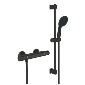 - GROHE-Precision Start Bateria prysznicowa z termostatem, czarny mat 345972431 - 345972431 - Łazienki Szydłowski