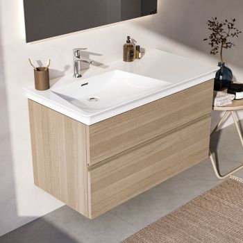 - ideal Standard Finesse szafka pod umywalkę 100cm, 2 szuflady, pozycja misy lewa dąb biały E3445US - E3445US - Łazienki Szydłowski