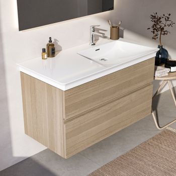 - ideal Standard Finesse szafka pod umywalkę 100 cm, 2 szuflady, pozycja misy z prawej dąb biały E3446US - E3446US - Łazienki Szydłowski