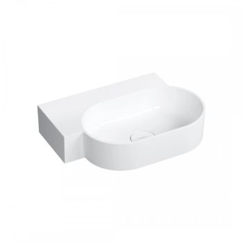  - OMNIRES OVO M+ umywalka nablatowa/wisząca - lewa, 55 x 38 cm bez owtoru pod armaturę biały połysk OVO555UWLBP - OVO555UWLBP - Łazienki Szydłowski