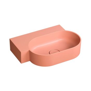 - OMNIRES OVO M+ umywalka nablatowa/wisząca - lewa, 55 x 38 cm bez owtoru pod armaturę coral mat OVO555UWLCO - OVO555UWLCO - Łazienki Szydłowski