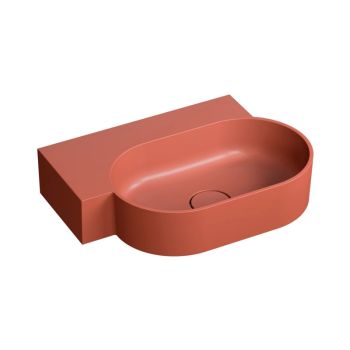 - OMNIRES OVO M+ umywalka nablatowa/wisząca - lewa, 55 x 38 cm bez owtoru pod armaturę terracotta mat OVO555UWLTE - OVO555UWLTE - Łazienki Szydłowski