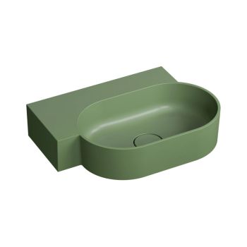 - OMNIRES OVO M+ umywalka nablatowa/wisząca - lewa, 55 x 38 cm bez owtoru pod armaturę olive mat OVO555UWLOL - OVO555UWLOL - Łazienki Szydłowski