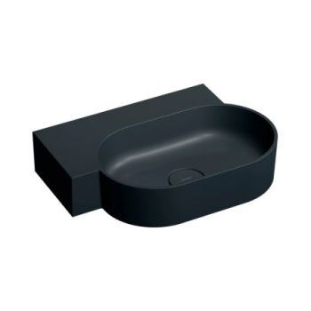 - OMNIRES OVO M+ umywalka nablatowa/wisząca - lewa, 55 x 38 cm bez owtoru pod armaturę black lava mat OVO555UWLBLV - OVO555UWLBLV - Łazienki Szydłowski
