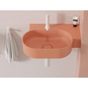- OMNIRES OVO M+ umywalka nablatowa/wisząca - prawa, 55 x 38 cm bez owtoru pod armaturę coral mat OVO555UWPCO - OVO555UWPCO - Łazienki Szydłowski
